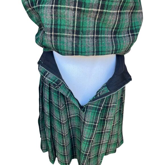 Vintage Plaid Wool Vest Skirt Set Womens Medium 60s Tartan Outfit Matching Retro - Picture 8 of 11
